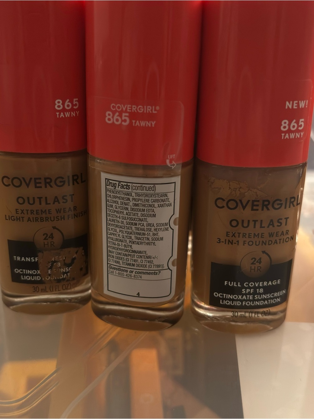 CoverGirl Outlast 3-in-1 Foundation 865 Tawny SPF 18‎ New